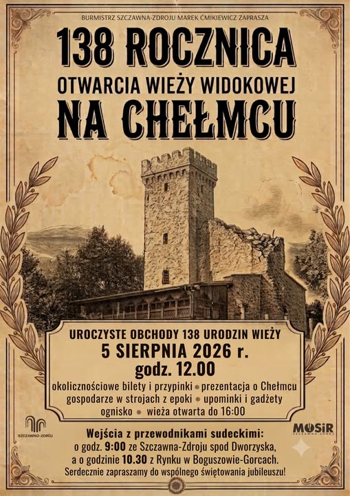 138 rocznica otwarcia wieży na Chełmcu
