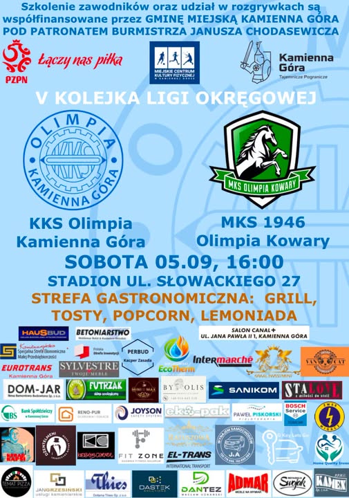 Piłkarska klasa okręgowa: Olimpia Kamienna Góra - Olimpia Kowary