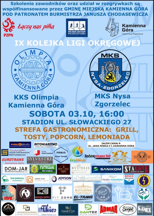Piłkarska klasa okręgowa: Olimpia Kamienna Góra - Nysa Zgorzelec