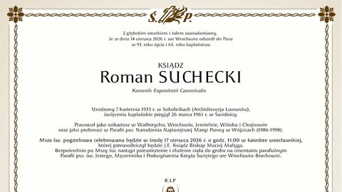 Zmarł ksiądz Roman Suchecki
