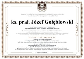 Zmarł ks. Józef Gołębiowski