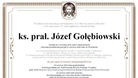 Zmarł ks. Józef Gołębiowski