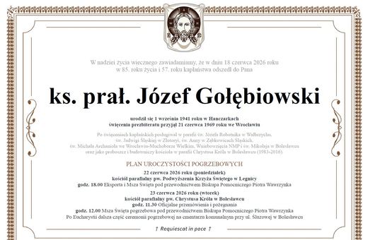 Zmarł ks. Józef Gołębiowski