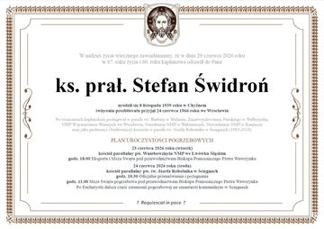 Zmarł ksiądz Stefan Świdroń