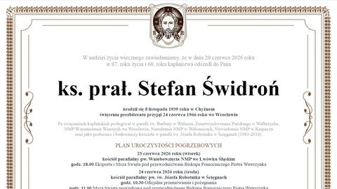 Zmarł ksiądz Stefan Świdroń