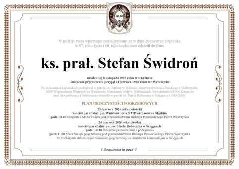 Zmarł ksiądz Stefan Świdroń
