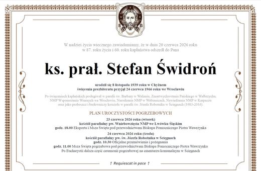 Zmarł ksiądz Stefan Świdroń