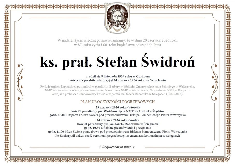 Zmarł ksiądz Stefan Świdroń