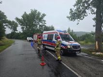 Wypadł z drogi i uderzył w drzewo. Jedna osoba w szpitalu