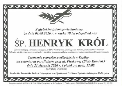 Zmarł Henryk Król