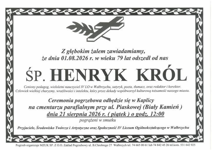 Zmarł Henryk Król