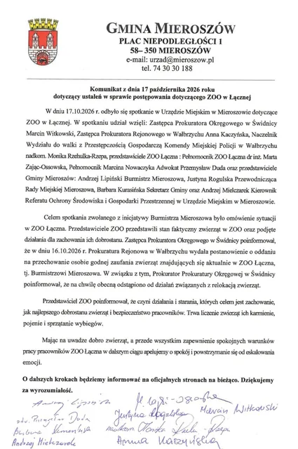 Zwierzęta z Zoo Łączna pod nadzorem burmistrza Mieroszowa. Koniec z relokacją!