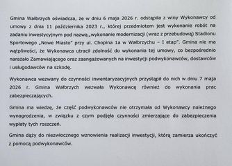 Ktoś inny dokończy przebudowę stadionu na Nowym Mieście