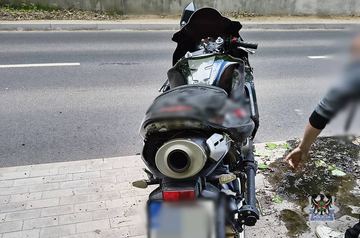 Upadek motocyklisty na Moniuszki