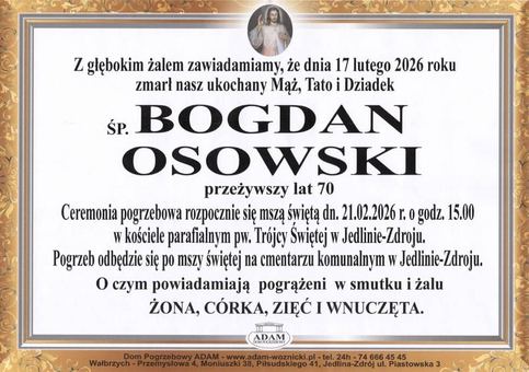 Zmarł Bogdan Osowski