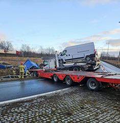 Poważne zderzenie pojazdów ciężarowych