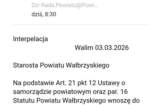 Radny apeluje do Zarządu Powiatu