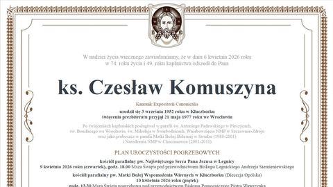 Zmarł ksiądz Czesław Komuszyna
