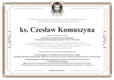 Zmarł ksiądz Czesław Komuszyna