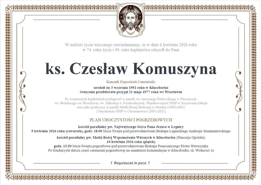Zmarł ksiądz Czesław Komuszyna
