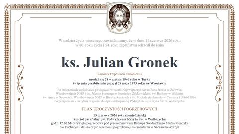 Zmarł ksiądz Julian Gronek