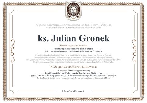 Zmarł ksiądz Julian Gronek