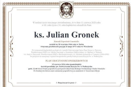 Zmarł ksiądz Julian Gronek