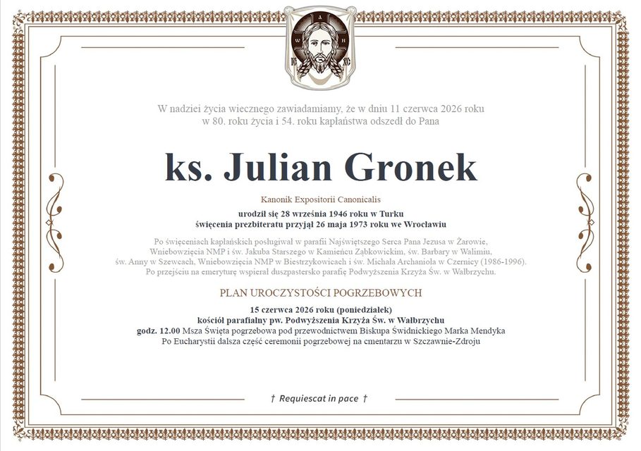 Zmarł ksiądz Julian Gronek